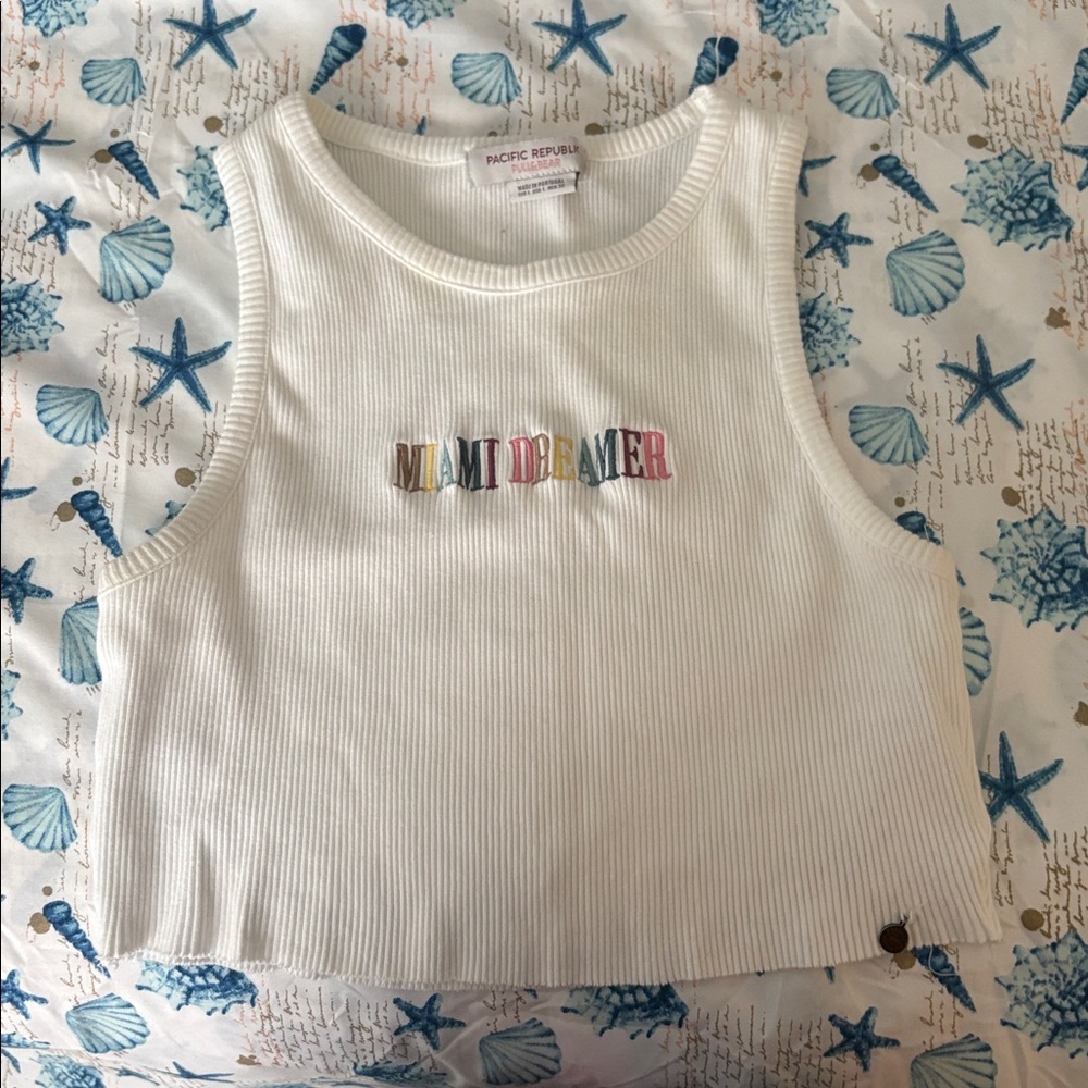 Pull&Bear White 'Miami Dreamer' Kids Tank Top